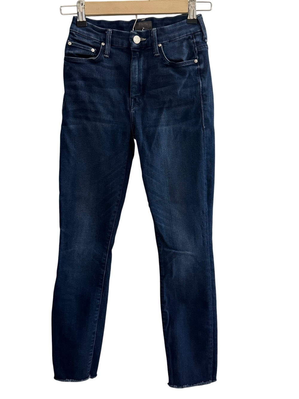 MOTHER The High Waisted Looker Ankle Fray Jeans Women's Size 24 Dark Wash